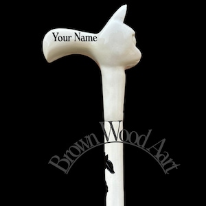 Personalization cat handle walking stick handmade carving wooden walking cane animal hand carved comfortable use for men women Christmas H2