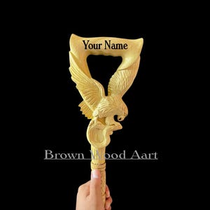 Personalization eagle & snake handle walking stick handmade carving wooden walking cane animal hand carved comfortable use for men women H2