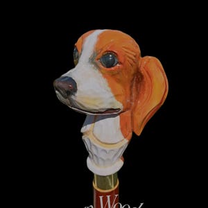 Wooden dog handle walking stick handmade carving wooden walking cane animal hand carved comfortable use for men women Halloween gift H1