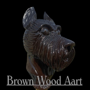 Wooden dog design handle walking stick handmade carving wooden walking cane animal hand carved comfortable use for men women Halloween gift