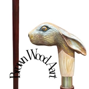 wooden hare design handle walking stick handmade carving wooden walking cane hand carved comfortable use for men women best quality gift