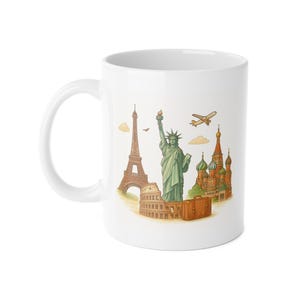 Mug Travel Destinations, Wanderlust Coffee Cup, Adventure Tea Mug, Tourist Souvenir Gift