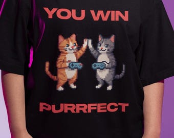 Retro Pixel Art Cat Gamer T-Shirt, 8-Bit Gaming Tee