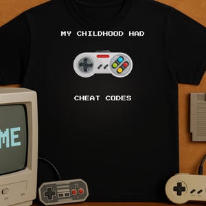 Retro Gamer T-Shirt: Funny 90s Cheat Codes Tee