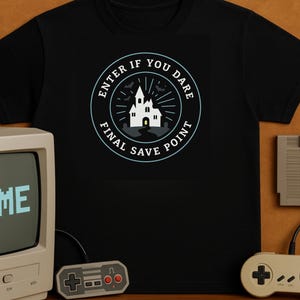 Enter If You Dare Gamer T-Shirt: Retro Pixel Horror Tee