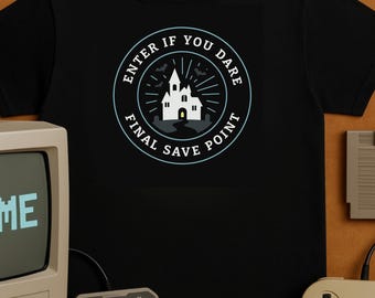 Enter If You Dare Gamer T-Shirt: Retro Pixel Horror Tee