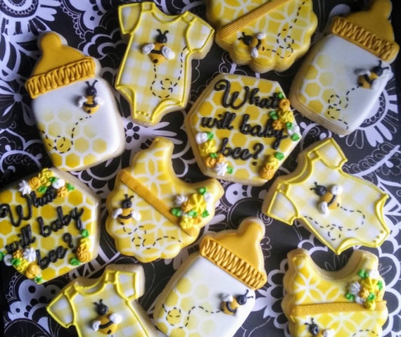 Bee Baby Shower Cookies What Will It Bee Gender Reveal Etsy Bee Baby Shower Cookies What Will It Bee Gender Reveal Etsy