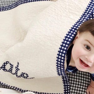 Personalized Baby Boy Quilt: Custom Fabric Appliqued Name, Message Me Fabric Ideas