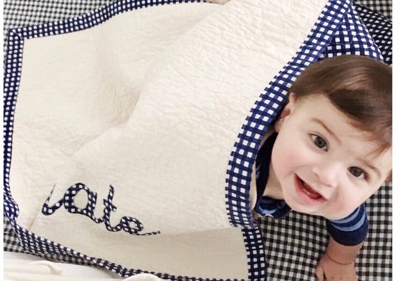 Sale Baby Boy Monogram Quilt Boy Crib Quilt Toddler Quilt Etsy