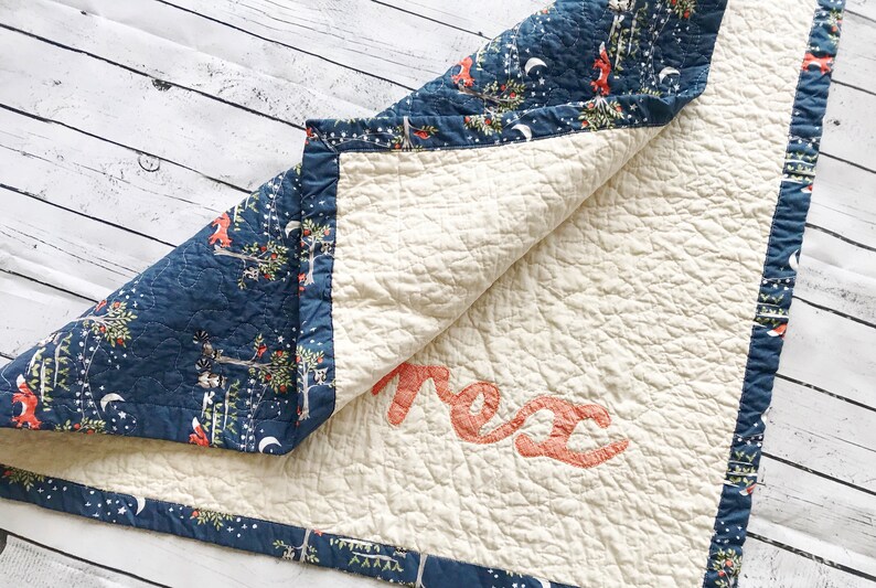 SALE Baby Boy Quilt w/ Name Applique Personalized. Excellent Etsy