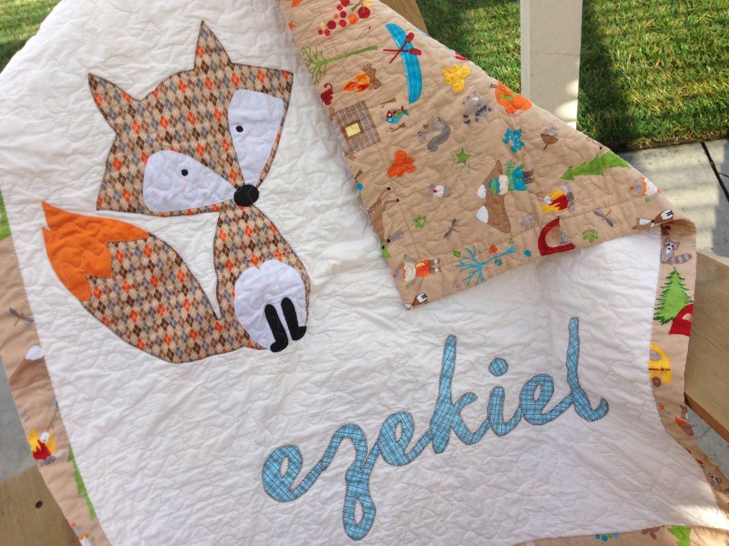 SALE Personalized Fox Baby Personalized Crib Quilt Toddler Etsy