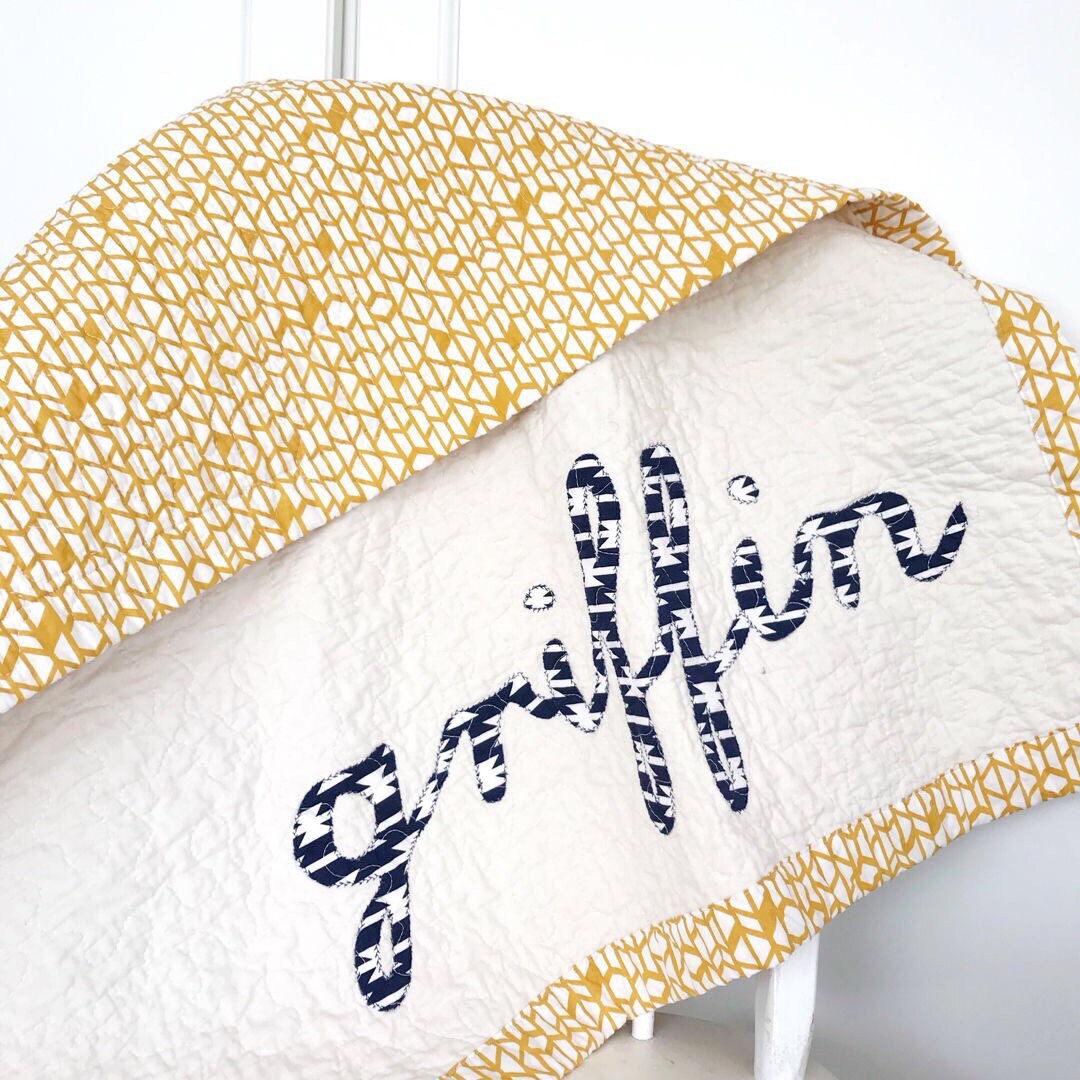 SALE Personalized Baby Quilt Name Quilt Boho Baby Quilt Aztec Etsy