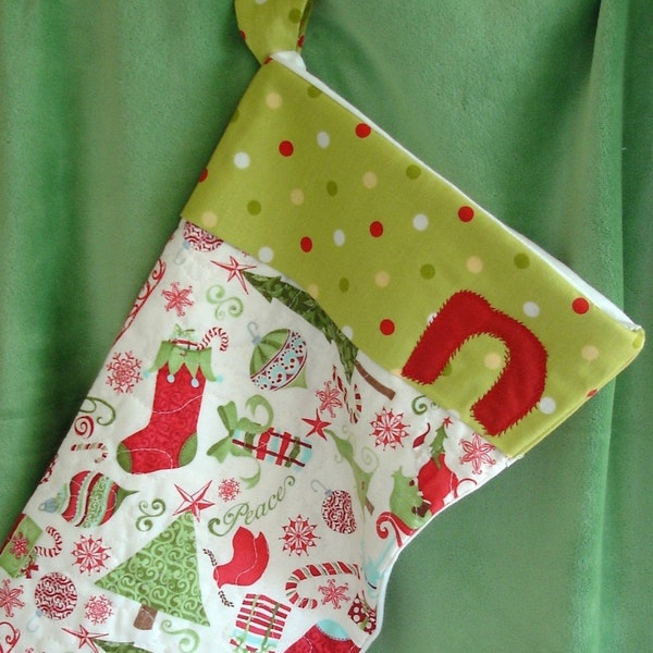 CUSTOM LISTING for amygiles Quilted Christmas Stocking -- Your Design,