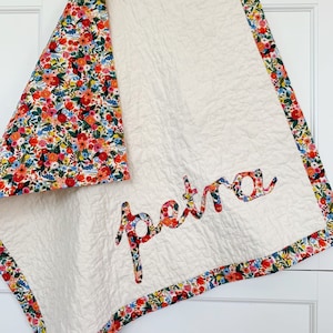 Personalized Rifle Paper Co. Baby Quilt, Garden Floral, Handmade