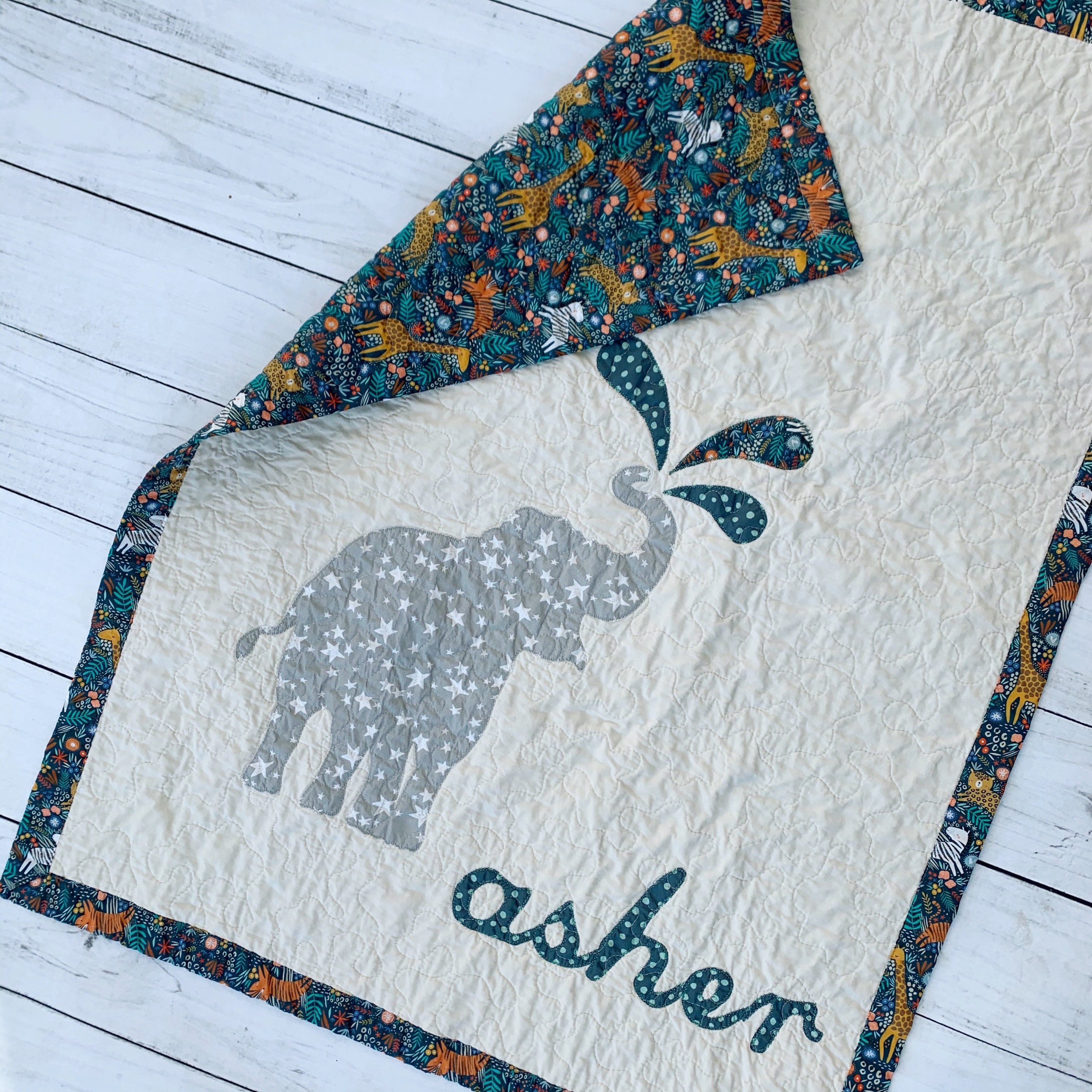 SALE Jungle Safari Personalized Quilt Safari Baby Quilt Etsy