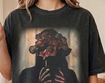 Chemise du film Obsession 2026, t-shirt graphique d'horreur gothique, t-shirt couleurs confort recto-verso, t-shirt de film thriller vintage
