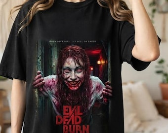 Vintage Evil Dead Burn Shirt, Retro Horror Movie Graphic Tee, Spooky Skeleton Skull T-Shirt, Vintage Thriller Movie Tee