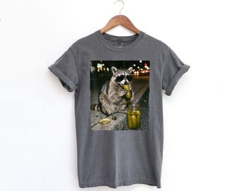 Funny Raccoon Eating Pickles Meme T-Shirt