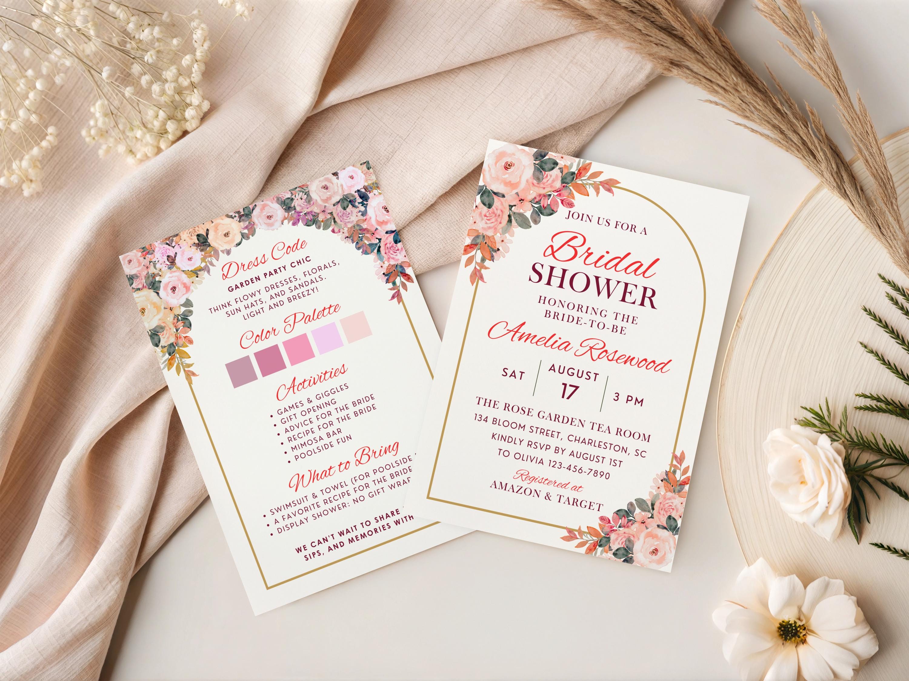 Floral Bridal Shower Invitation Template, Printable Garden Bloom Bridal  Shower Invites, Editable Canva Boho Bachelorette Party Invite, BS01 - Etsy