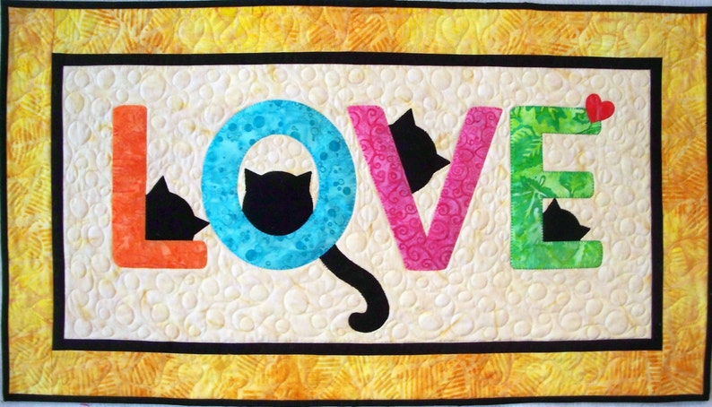 Cat Love Letters Quilt Pattern PDF image 1