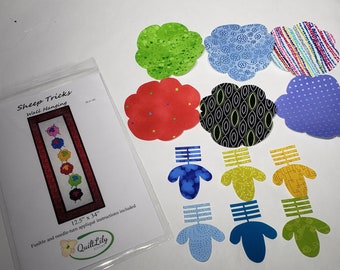 Laser-Cut Pre-Fused KIT: Sheep Tricks Table Runner/Wall Hanging Pattern and Kit by QuiltLily Designs