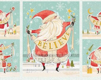 Free Spirit Love Santa Wishes Panel 24 x 44" Cotton Fabric for Quilting Wall Hanging