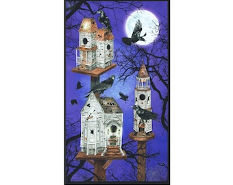 Gumdrop Raven Moon Panel 24 inch Cotton Fabric for Quilting Wall Hanging