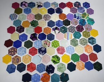 Lot of 100 Hand Made 0.75" Fabric Hexagons for EPP 100% Cotton
