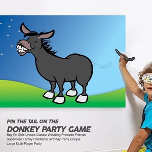 Pin the Tail on the Donkey Party Game: Kids & Adults Birthday Fun