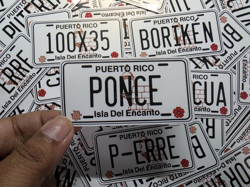Puerto Rico Auto Sticker Puerto Rico Car Plate STICKERS. Custom Message Available! Tablillas PR ...