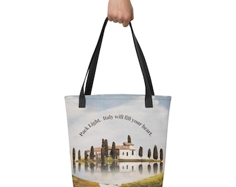 Italian Villa All Over Print  Tote Bag - "Pack Light. Italy will fill your Heart".