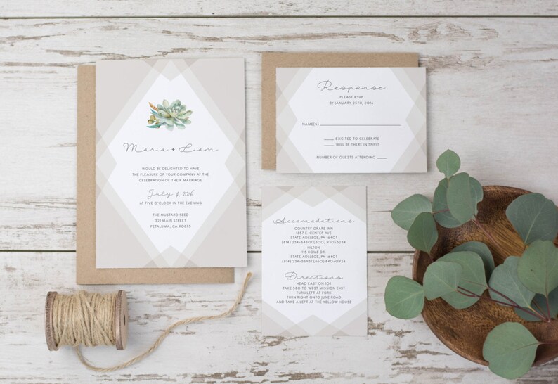 Set Suite Aztec Geometric watercolor boho Hipster Casual Vintage Modern DIY 1118 Wedding Invitation Template Succulent Printable Rustic