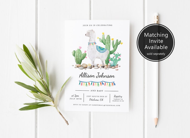 Llama Guest Book Sign Baby Shower Memory Book Llama Cactus Etsy