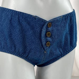 Handmade Retro Denim Hip Hugger Shorts: 1960s Pin-Up Style