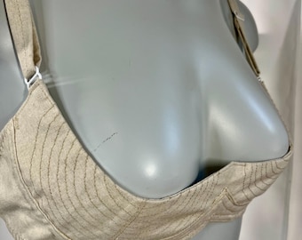 Linen Cotton Blend Bra: 1950s Retro Style, Wireless Support