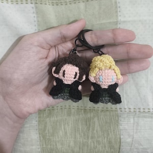 Mini figuras de amigurumi de Sebastián Sallow y Ominis Gaunt / Set de figuras pequeñas para exhibición o llaveros de Hogwarts Legacy Crochet