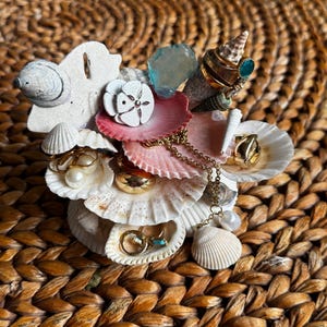 handmade seashell jewelry storage display
