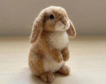 Handmade Needle Felted Bunny – Cute Wool Rabbit Figurine, Farm Animal Decor, Unique Gift