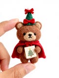Wool Felt Bear Ornament – Handmade Holiday Christmas Xmas Thanksgiving Gift Decor