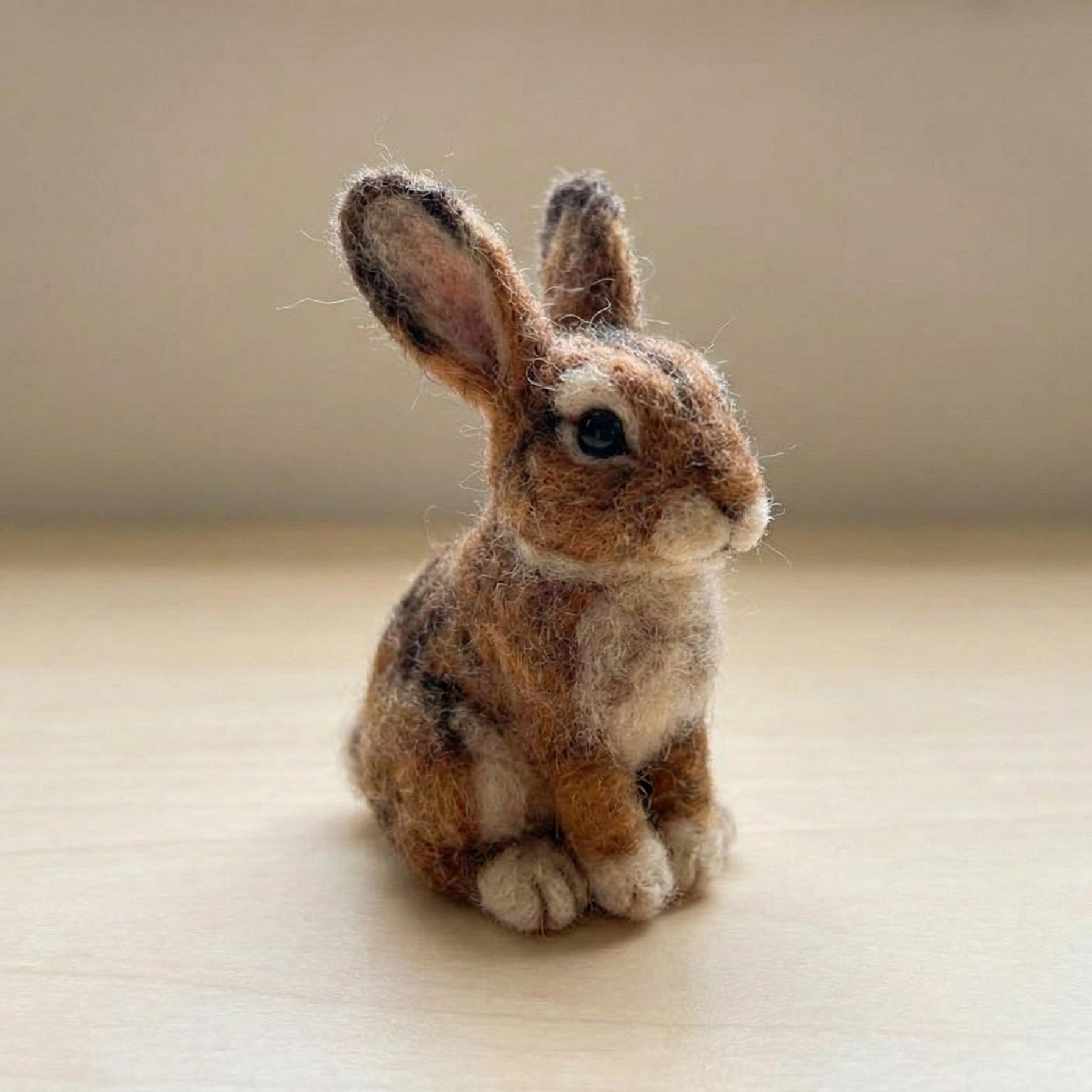 Handmade Needle Felted Bunny – 3-inch Wool Rabbit Figurine, Father's ...