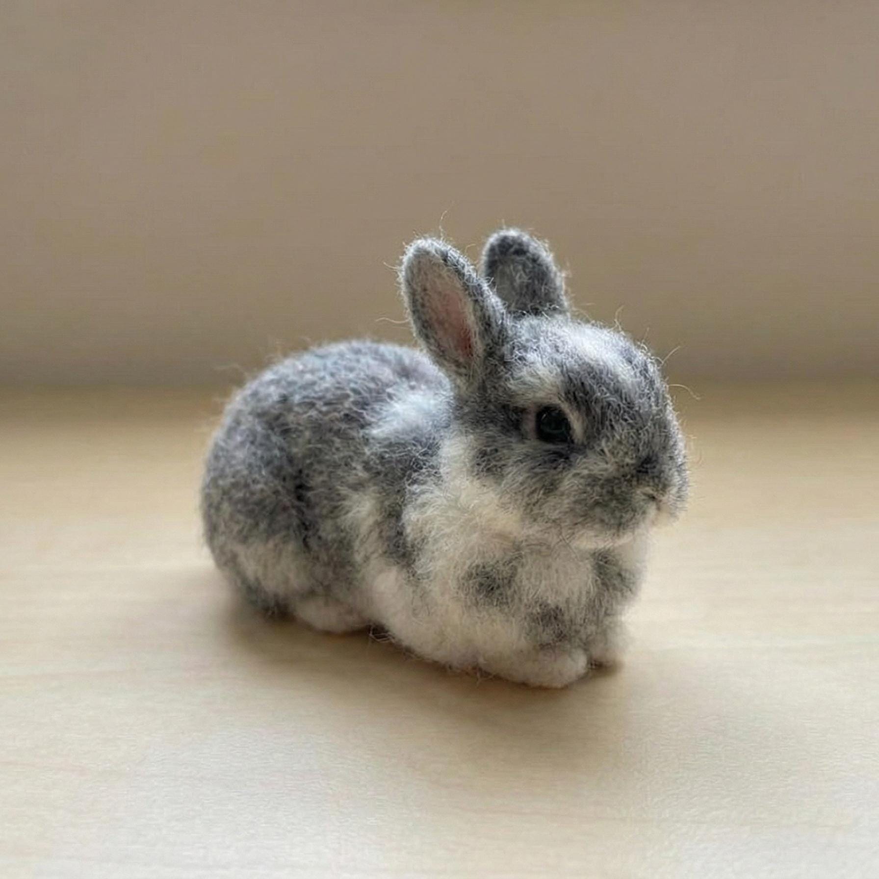 Handmade Needle Felted Bunny – 3-inch Wool Rabbit Figurine, Father's ...