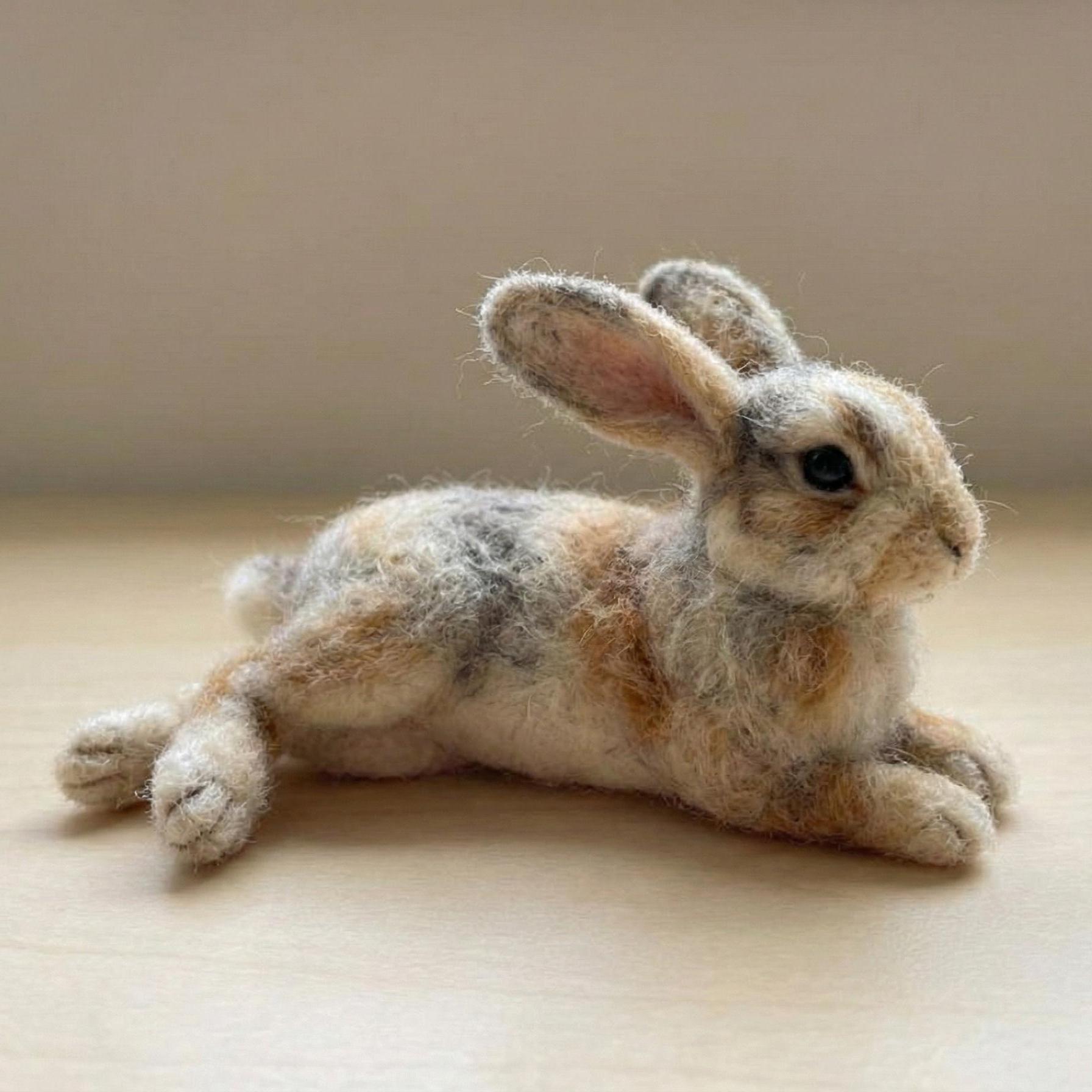 Handmade Needle Felted Bunny – 3-inch Wool Rabbit Figurine, Father's ...