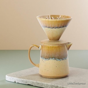 Handcrafted Ceramic Pour Over Coffee Set – Mug & Filter Dripper