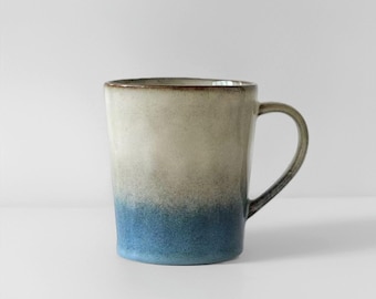 Handmade Ceramic Coffee Mug 420ml | Large Pottery Mug | Blue Gradient Cup | Dishwasher Safe