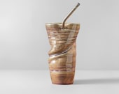 Handmade Ceramic Tumbler with Straw | 500ml Sculptural Coffee Cup | Microwave & Dishwasher Safe