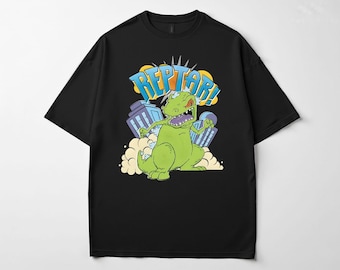 Koszulka unisex z retro kreskówkowym dinozaurem, bluza z nadrukiem Kaiju Monster z lat 90., zielona bluza z kapturem w stylu vintage z dinozaurem