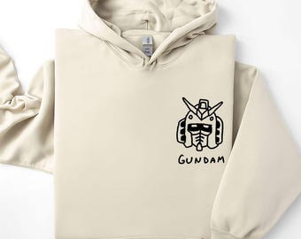 Maglietta ispirata all'anime Gundam, felpa con cappuccio gigante Mecha, felpa streetwear futuristica con estetica robot da battaglia.
