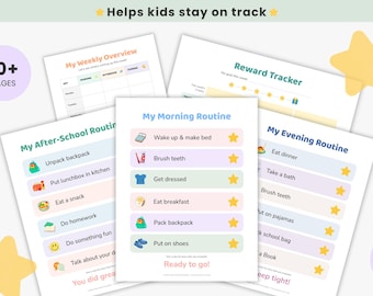 Daily Routine Bundle for Kids (Morning, After-School, Evening) – ADHD-Friendly, Printable & Editable Charts
