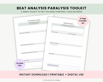 Beat Analysis Paralysis Toolkit | Decision Making Worksheets | Overthinking Help | ADHD-Friendly Printable PDF Set