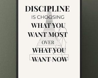 Citazione sulla disciplina - Poster motivazionale minimalista - Download digitale per la crescita personale - Stampabile per la forza mentale